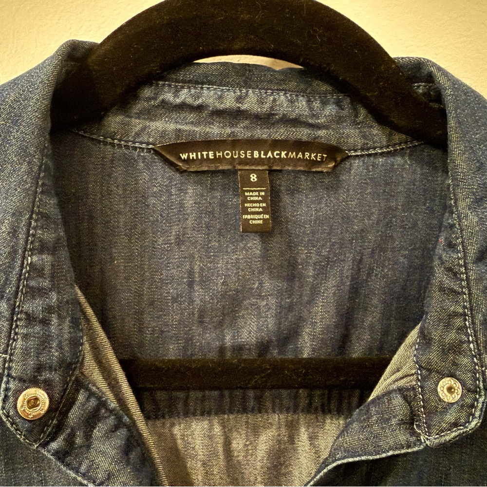 White House Black Market Blue Denim Shirt Dress